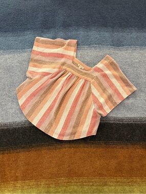 Madewell Striped Square-Neck Blouse in Blush Multi Small
